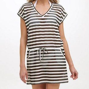 Calvin Klein Crochet Drawstring Swim Cover Up Tunic NWOT